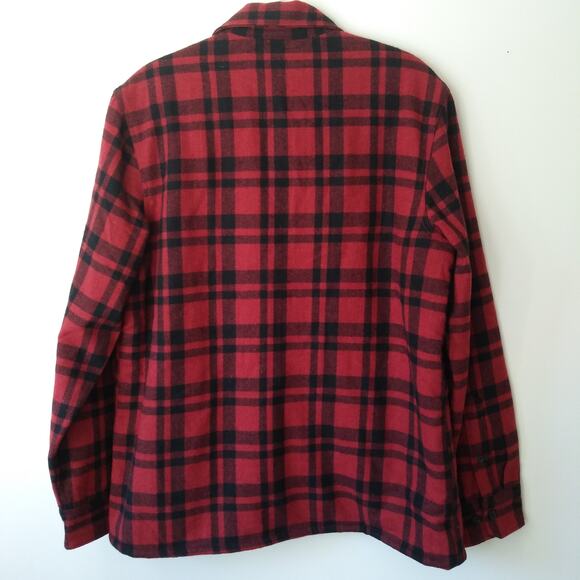 Treasure Bond L Plaid Faux Sherpa Lined Flannel Shacket Jacket Coat Wool Blend - Picture 9 of 12